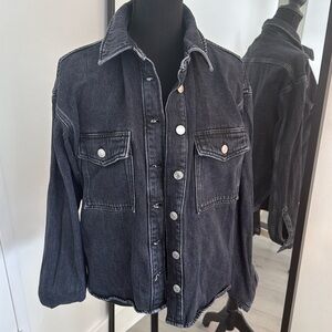 & Other Stories Oversized Black Denim Button Down Shirt, XS (fits like S) $50